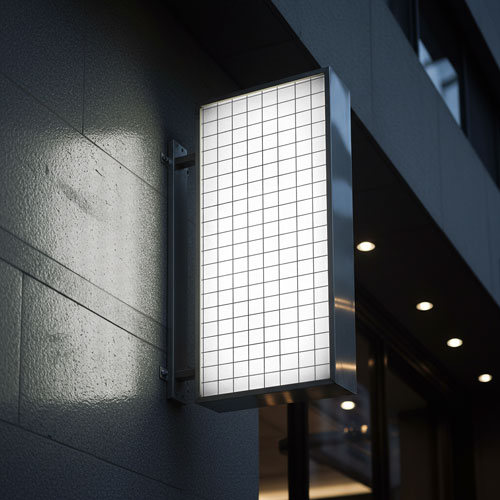 Modern illuminated 3D wall sign mockup PSD