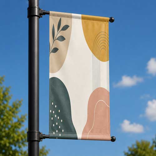 Outdoor street banner mockup against clear sky PSD