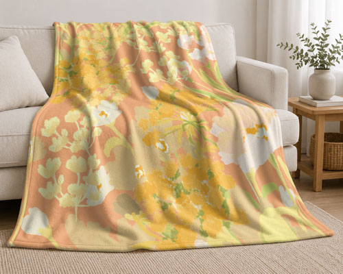 Fleece throw blanket home decor mockup PSD