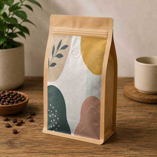 Coffee bag stand up pouch packaging mockup PSD