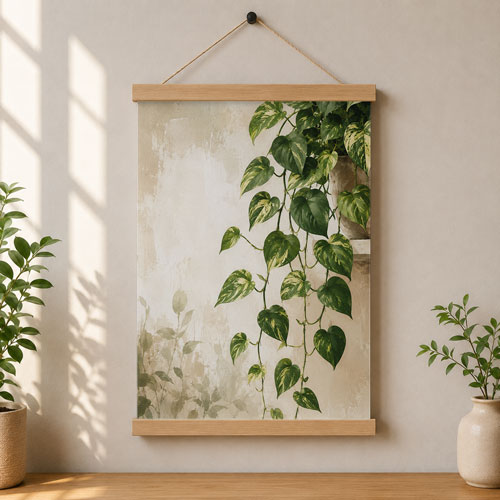 Living room interior hanging poster mockup PSD