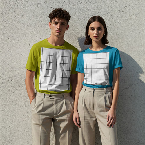 His and hers couple t-shirt mockup PSD