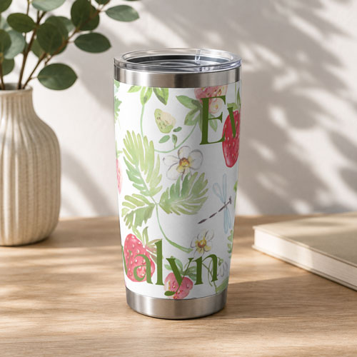 Stainless steel travel tumbler mockup PSD